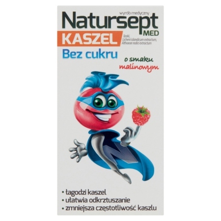 Natursept Med Kaszel Wyrób medyczny lizaki bez cukru o smaku malinowym 48 g (6 x 8 g)