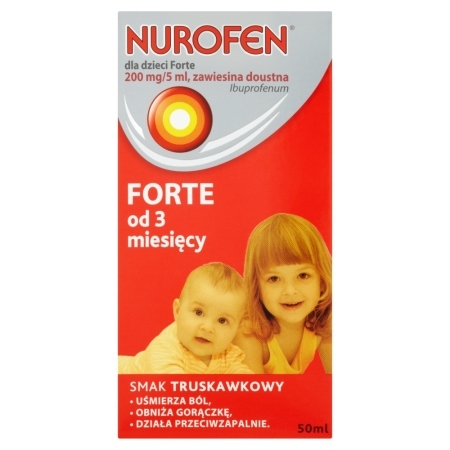 Nurofen Forte od 3 miesięcy 200 mg/5 ml Zawiesina doustna dla dzieci smak truskawkowy 50 ml