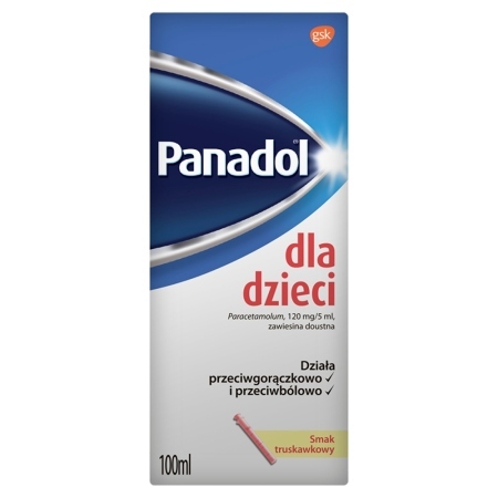 Panadol 120 mg/5 ml Zawiesina doustna dla dzieci smak truskawkowy 100 ml