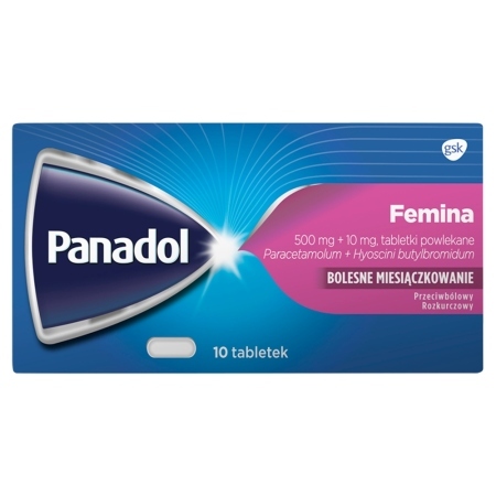 Panadol Femina 500 mg + 10 mg Tabletki powlekane 10 sztuk